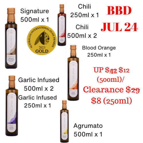 Clearance! BBD Jul 24 Grampians Olive OIl (Assorted). As Is Sale!