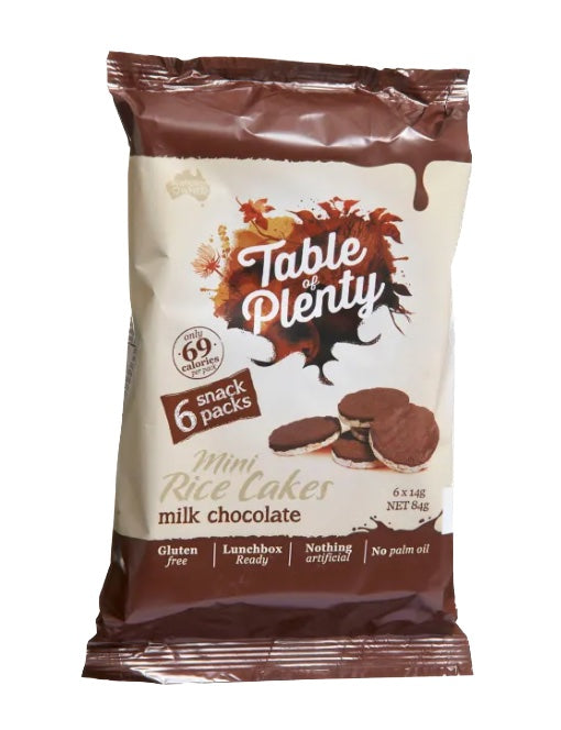 Table of Plenty Milk Choc Mini Rice Cakes (84g)(Indiv Packs and Carton ...